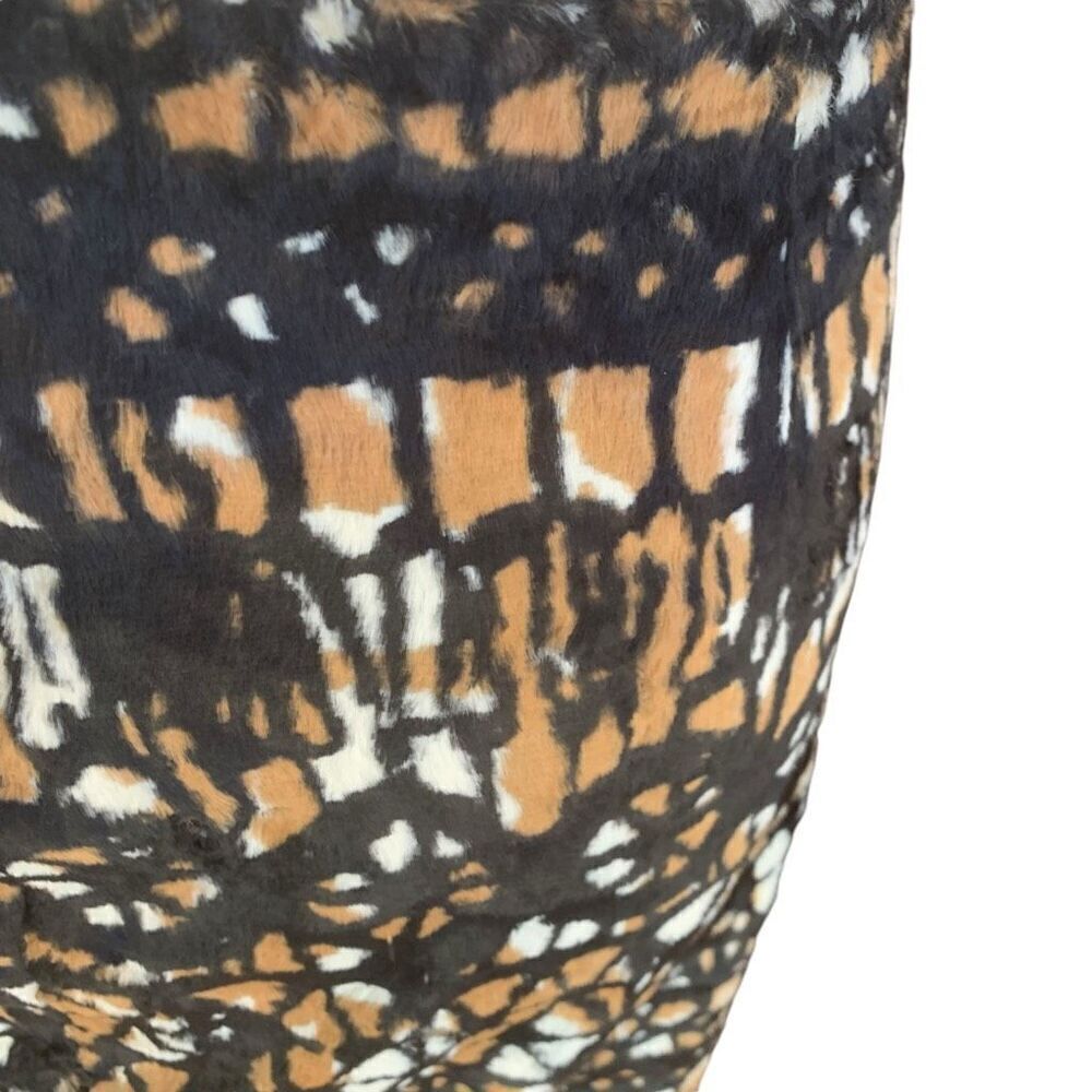 Etcetera Animal Print Mini-Skirt Abstract Pattern Faux Fur Back Slit Size 8 - Picture 2 of 6